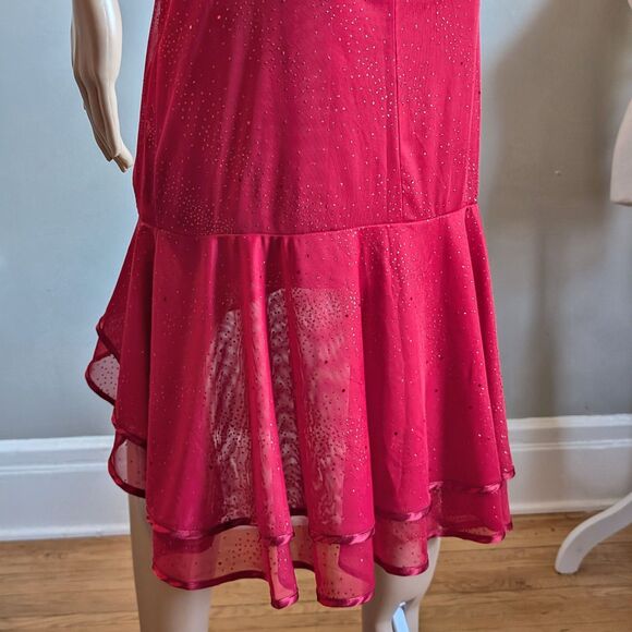 Vintage Y2K BCX Midi Dress Prom Tango Siren Glitter Ruffle Salsa Whimsygoth L - Picture 11 of 14